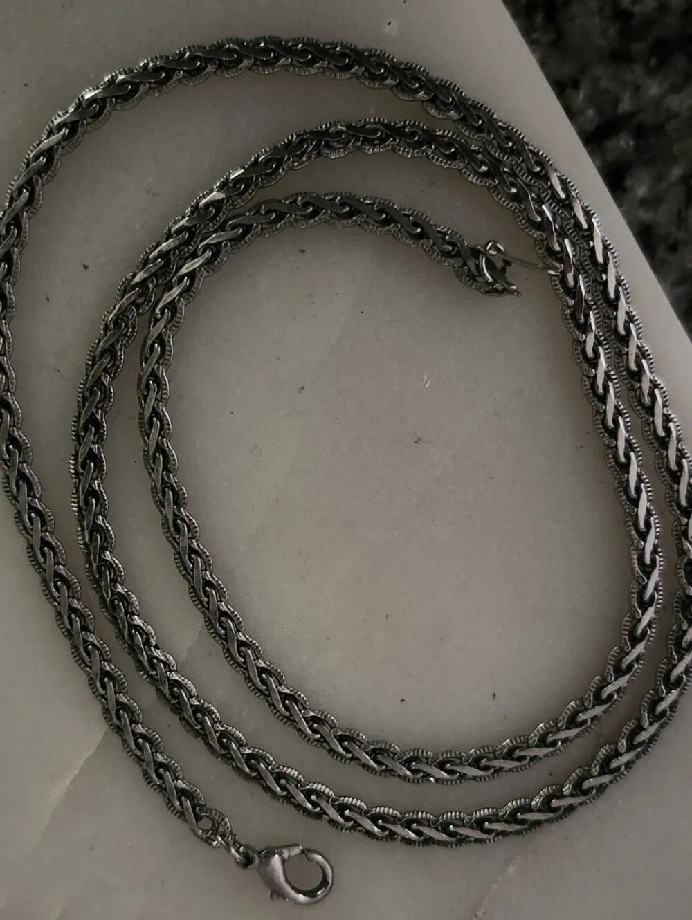 Sterling-Look Twisted Rope Chain Necklace in Silver Tone 24 Inches